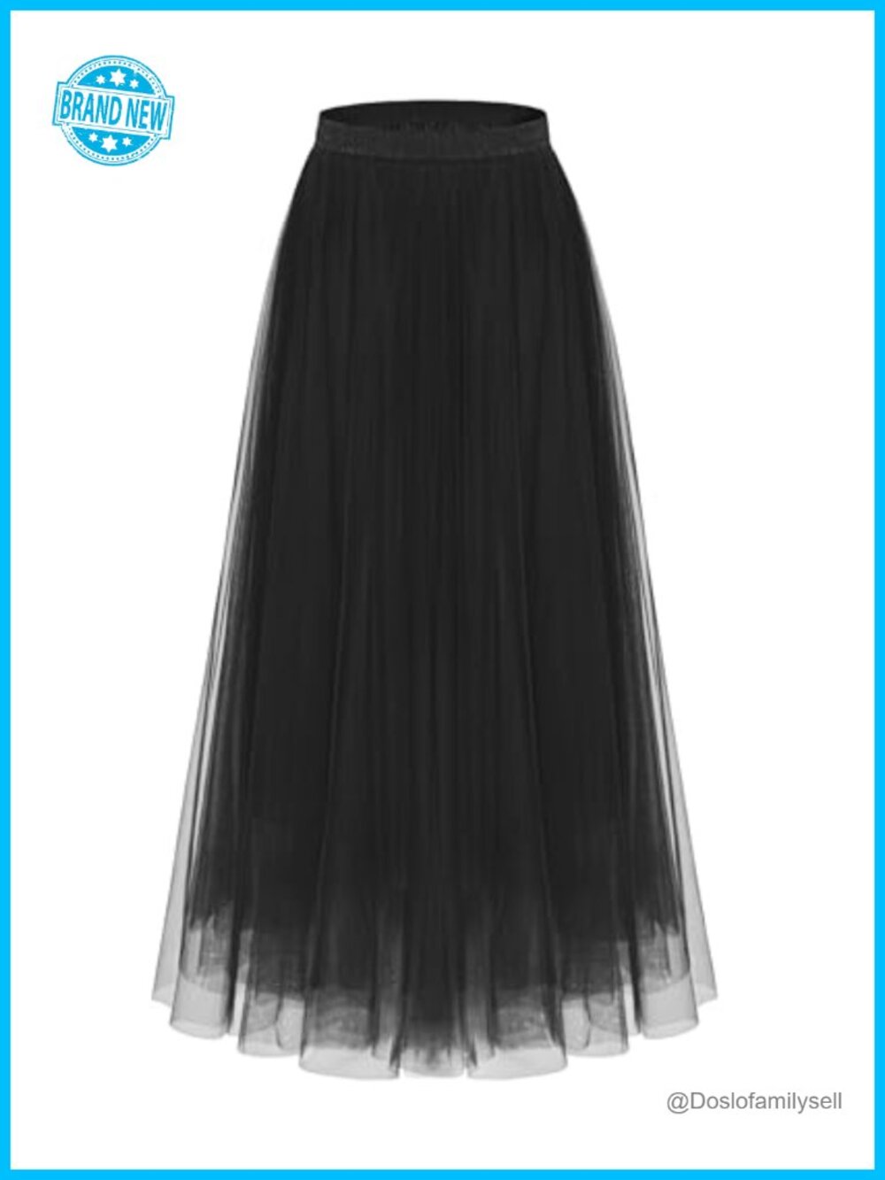 2-Layered Tulle Long Skirt Women's Flowy Elastic Waist Tutu